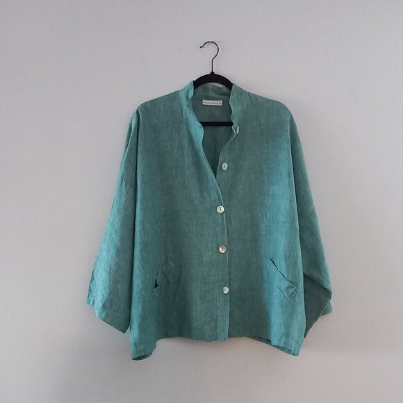bryn Walker Jackets & Blazers - BRYN WALKER turquoise linen oversized jacket